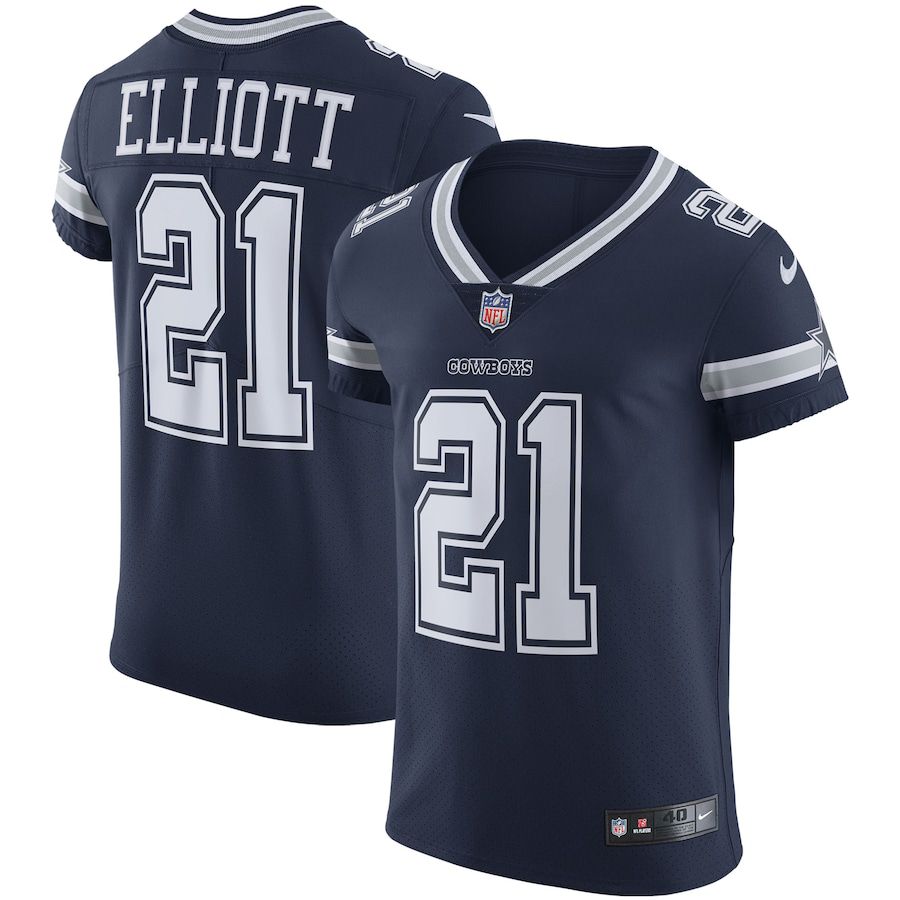 Men Dallas Cowboys #21 Ezekiel Elliott Nike Navy Vapor Elite NFL Jersey